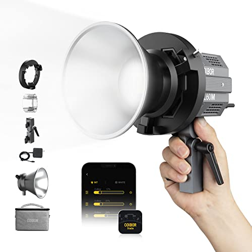 Luz de Video, COLBOR CL60M 65W COB Continua LED Vídeo Light de Estudio 5600K CRI97 soporte Bowens Mount App Control 7Efectos de Iluminación Lámpara para Fotografía(550g), Luz-Video-LED-Continua-Studio