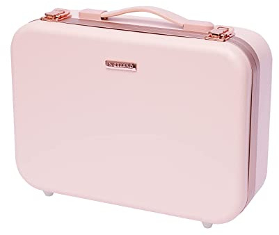 Caja organizadora de cosméticos con lámparas LED regulables y espejo inclinable iluminado para joyas, Color: rosa., Maletín de maquillaje