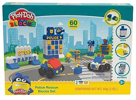 Grandi Giochi Play Doh Blocks, Set Stazione di Polizia 60 Pezzi con Costruzioni e Pasta da Modellare, Pld00000