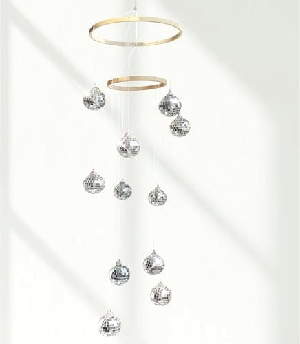 Disco Ball Mobile 32 in Hanging Spiral Spinner Decor for Outdoor Yard Home