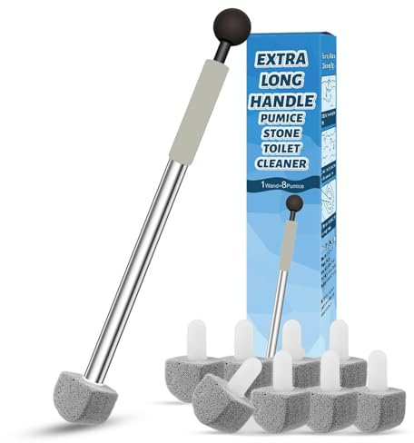 Pumice Stone Toilet Bowl Cleaner,16.7Inch Toilet Pumice Stone with Handle Cleans Hard Water Ring Calcium Buildup&Stains for Toilet Bath Kitchen Household Cleaning (Grey)