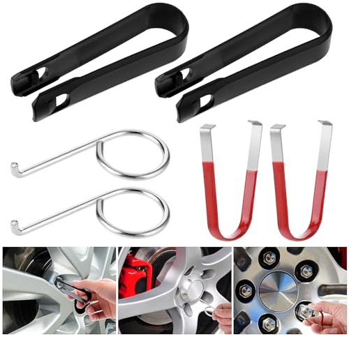 Amabro 6 Pcs Wheel Bolts Caps Removal Tool, Wheel Hub Cap Removal Tool Lug Nut Cover Removal Tool Nut Caps Lug Puller Hook Replacement Wheel Nut Wheel Bolt Nut Covers Key for Cars
