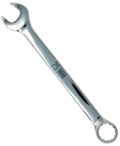 Tradineur - Llave combinada - 25 mm - Cromo de vanadio - Llaves Mixtas para Tornillos - Llaves de Doble Boca Anillo y Horquilla de Calidad Industrial