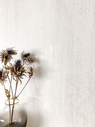 Newroom Tapete Weiß Vlies Metallic Glanz - Modern Uni Glamour Struktur für Wohnzimmer Schlafzimmer