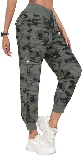 JINSHI Pantalons de Randonnée Femme Cargo Léger Pantalon D'extérieur Été Jogging Travail Taille Haute avec Poches