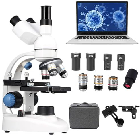 Microscope Trinoculaire | Microscope Trinoculaire Composé 30000x/50000x/70000x-Oculaire éLectronique/Sac Rangement/Support TéLéPhone,pour éTudiants,éDucation à Domicile,ExpéRience,50000X