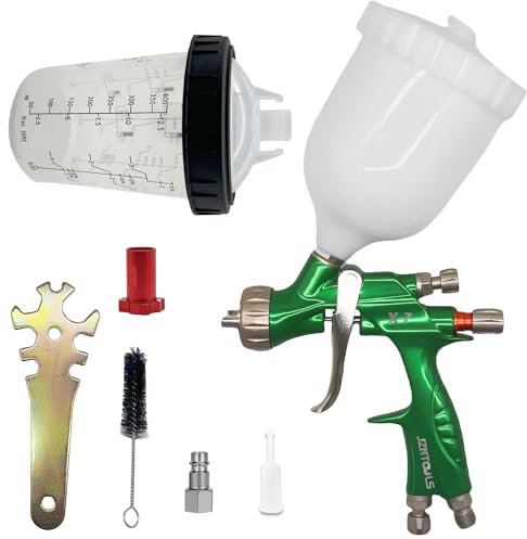 HVLP Spray Gun, 1.3mm Slit Nozzle & 1.7mm Standard Nozzle, 600ml Gravity Feed Air Paint Sprayer for Automotive Clearcoat, Basecoat, Furniture Painting, Home DIY & Industrial Coating