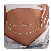 Mezrkuwr Geschichten Perle Silber Kette Edelstahlmaterial Bauch Schmuck Sommer Strand Boho Zubehör