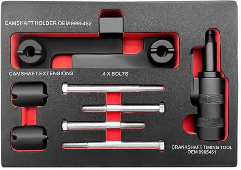 ZKTOOL Motor-Einstellwerkzeug, Nockenwellen-Arretierwerkzeug-Satz, kompatibel mit Volvo S40 S60 XC90, Kurbelwellen-Einstellwerkzeuge, OEM 9995451, 9995452