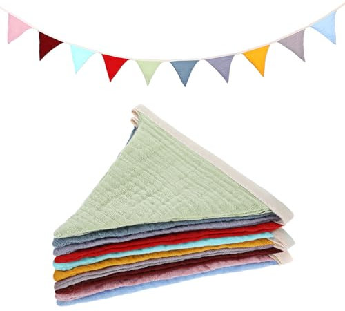 Guirlande de fanions en tissu - Longue guirlande de fanions pour chambre d'enfant - En mousseline de coton - Guirlande de fanions - Multicolore - Pour fête - Décoration murale - Cadeau