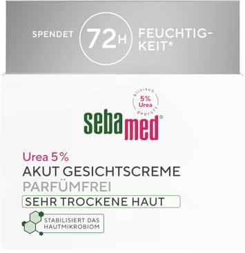 Sebamed Urea 5% Akut Gesichtspflege parfümfrei sehr trockene Haut 50 ml, spendet 72 Stunden Feuchtigkeit, trägt zur Glättung von Falten bei, lindert rasch Schuppung und Spannungsgefühl, ohne Parfüm