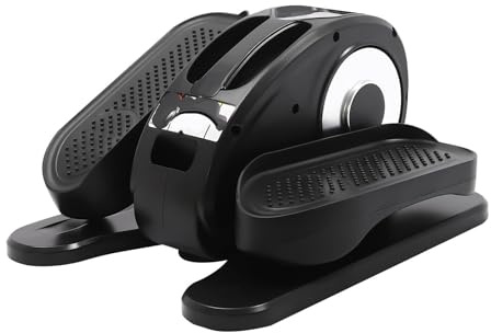 Mini elliptisk maskin for under skrivbordet, elektrisk elliptisk bentränare for seniorer, maskin for under skrivbordet, elektrisk 5-växlad med fjärrkontroll och LED-display, tyst gångcykel(Black)