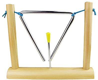 6-inch Triangle Instrument with Striker and Wood Stand Musical Steel Early Educational Percussion for Kids Music Interest Development Imagination Cultivation Compact Portable Home Outdoor Playing