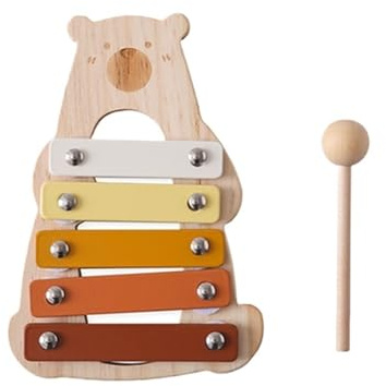 Flerfärgad xylofon i trä, klocka, pärlor, trumma, kolumn, pedagogiskt musikinstrument (färg4)