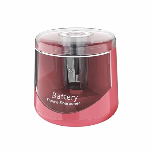 Mini automatisk färgad pennvässare, batteridriven elektrisk vässare för runda, triangulära och sexkantiga träpennor (rosa)