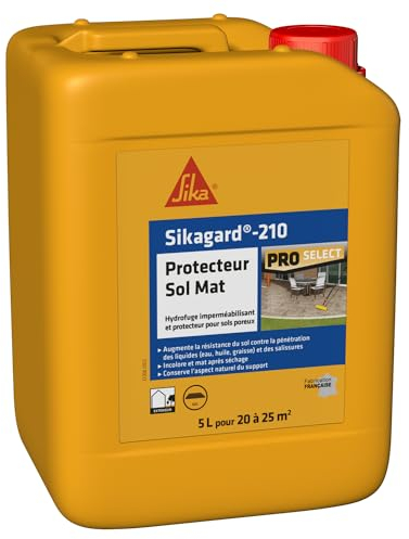 SIKA - Hydrofuge Imperméabilisant pour sols - Sikagard 210 Protecteur Sol Mat Incolore - Pavés/dalles/pierres - Augmente la résistance au sol contre la pénétration des liquides et salissures - 5L