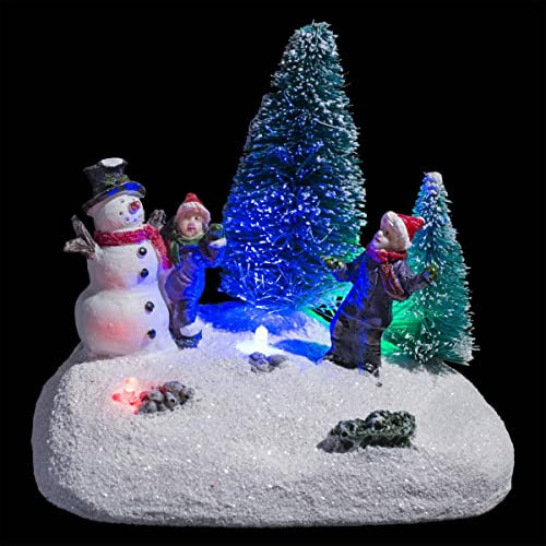 FEERIC LIGHTS & CHRISTMAS Villaggio Natalizio Animato giostra e Pista di Pattinaggio 39 LED + trasf