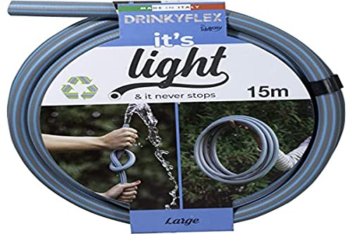 Idroeasy Armadillo Drinky Flex 15 Metri, Tubo da Giardino,Tubo Acqua Giardino Atossico Super Leggero, Canna Irrigazione Anti Nodo e Anti Torsione Made in Italy