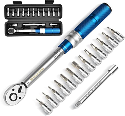 Wieprima Juego de llaves dinamométricas 28-210 Nm 1/2 pulgadas, incluye 4 llaves de vaso de 17 mm, 19 mm, 21 mm y 24 mm y extensión de 125 mm, ± 4% de precisión, llaves de par de giro para coche (1/4