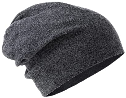 Villand 100% Merinowolle Mütze für Damen und Herren mit Geschenkbeutel, doppellagige Skimütze, gestrickte Wollmütze für den Winter (Dunkelgrau)