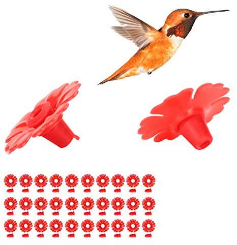 Kolibri-Futterspender Blumen, 30 Set Vogelfutterhäuser zum Aufhängen, Ersatzteile, Vogelfutterspender Zubehör für Kolibri-Futterspender zum Aufhängen (rot)