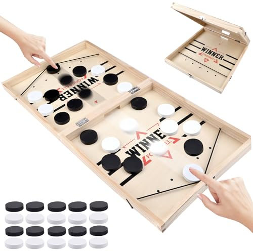 Fast Sling Puck Game, Portable Table Hockey Board Games for Adults, Tabletop Slingshot Games Toys, Funny Wooden Sling Puck Winner Board Game, Parent Interactive Toy Party Game