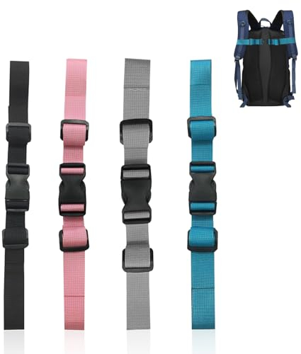 UEPOA Verstellbarer Rucksackgurt, 4 Stück Brustgurt Rucksack Kinder Rucksackgurt Gurtband Rutschfester Gürtel als Nylon Mit Schnellverschluss für Schulrucksack Jogging Reise