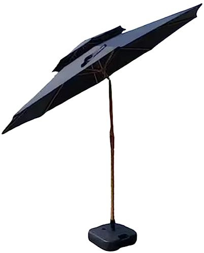 WYRMB Parasol de jardin à long manche, tête secouable, colonne en fer, avec base de réservoir, 9 pieds, 8 nervures, manivelle ouverte, base remplissable