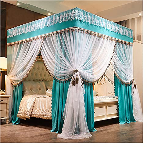 Prinzessinnen-Bettvorhänge, Moskitonetz-Baldachin, Himmelbett-Baldachin, Mädchen-Baldachin für Schlafzimmer, Verdunkelung, King-Size-Bett-Baldachin mit Metallhalterung (Größe: 1,5 x 2 m/4,9