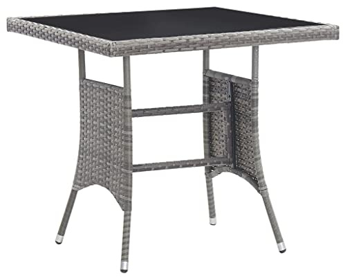 vidaXL Mesa de jardín ratán sintético Gris 80x80x74 cm, Mesa de Exterior, Mesa de Comedor de jardín, Muebles de jardín, Mesa de Patio
