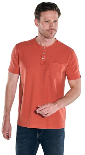 engbers Herren Herren Henley-Shirt Regular, Orange, 37308, Orange in Größe 3XL