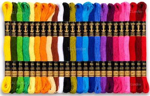 New 50 Anchor Cotton Cross Stitch Embroidery Threads Skeins Colour 100% Cotton Thread Floss UK/Pack of 50 Specail Edition UK Free P&P