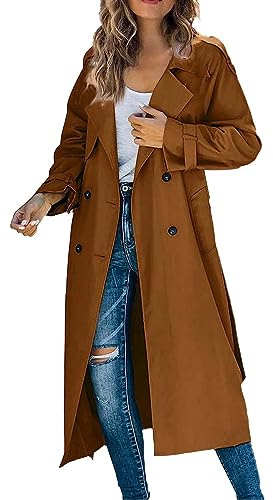Trenchcoat dam lång elegant – övergångsjacka dam stora storlekar lång vindjacka dubbelknäppt vindjacka damjackor vinterrock cardigan klassisk lång blazer, övergångskappa vinterjacka trenchcoat