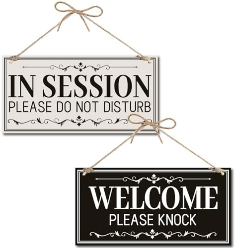 CREATCABIN Session Veuillez Ne Pas Déranger Panneau Bienvenue Veuillez Frapper Panneau Extérieur Bois Suspendre Plaque Bois avec Ficelle Jute Décoration Murale Rustique pour Bureau Décoration 30x15cm