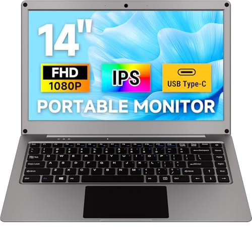 ELECROW Portable Monitor, 14 Inch FHD CrowView Note All-in-One Computer Monitor Lapdock Compateble With Full-Featured Type-C, SBCs/Mini PC/Game Console/Smart Phone