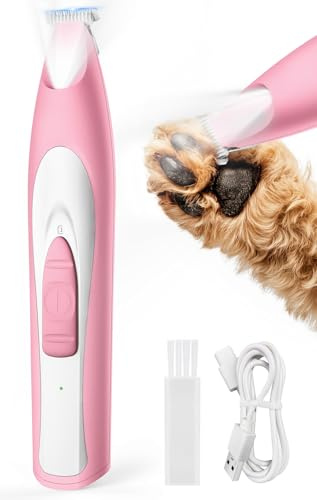 oneisall Maquina Cortar Pelo Perros Silenciosa, Profesional Cortapelos Perros con Luz LED, Recortadora de Patas Para Perros Gatos Cara Patas Orejas Ojos, Carga USB, 35dB