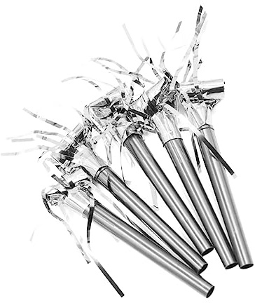 KONTONTY 20 Piezas Silbatos de Fiesta para Ruido para Celebraciones Accesorios para Cumpleaños Plateado