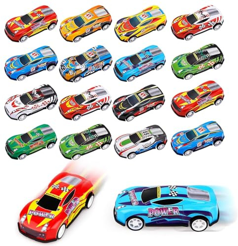 DtgEcd 16 Pull Back Cars, Toy for 2 Year Olds and Up, Mini Cars Set for Kids, Durable Alloy Material, Great for Birthday Parties and Classroom Rewards, 6.5 x 2.5 x 3.5 cm