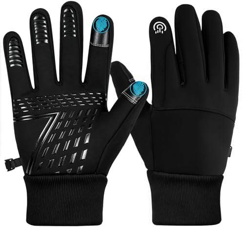 Bafiwu Gants Hiver Homme Femme, Imperméable Chauds Gant Chauffant Tactilesavec Doublure Polaire pour Sport en Plein Air, Ski,Course, Vélo, Running,Quotidien(M)