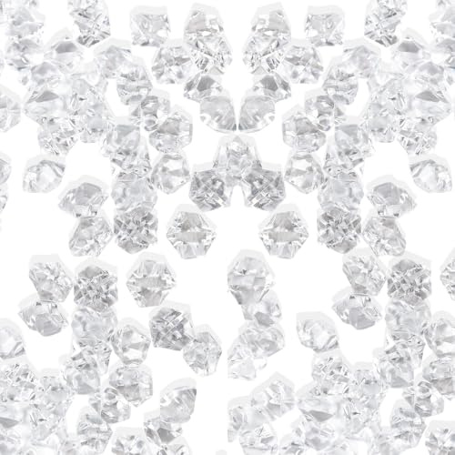 Funver 380PCS Clear Acrylic Crushed Ice Rocks, Fake Ice Crystals Gems for Vase Fillers, Table Centerpieces, Wedding Decorations, Artificial Diamonds for Crafts and Home Decorative Arrangements
