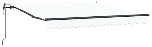 Infällbar markis vit 350 x 250 cm – tygmarkis för terrass och balkong – UV-skydd, väderbeständig och hållbar – perfekt solskydd för ditt utomhusbruk