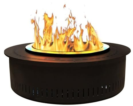 Inbyggd öppen spis Vattenångspis, Rund infälld elektrisk spis med fjärrkontroll, Dubbelskiktad realistisk låga(100cm)