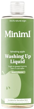 Miniml Washing Up Liquid Apple 400ml – Plant Based Vegan Dish Soap, Biodegradable, Non-Toxic, Tough on Grease, Gentle on Hands