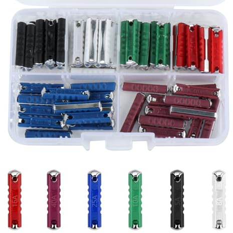 72 Pcs Fusibles Coche, 5A 8A 10A 16A 25A 40A Fusible Coche