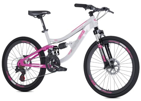 Tecnobike Shop Magik Bike MTB Twenty Six Full 26 Bicicletta Ragazza Cambio 21 Velocità, Freni a Disco, Doppia Sospensione, Cerchi Alluminio, Mountain Bike 26 Pollici