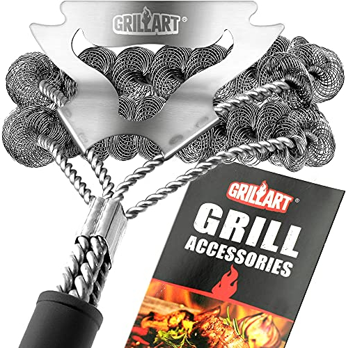 GRILLART Grillbürste für Outdoor-Grill, borstenfrei – sichere Grill-Reinigungsbürste – 43,2 cm Grillbürste für Grill-Reinigungsset – Edelstahl-Grill-Reinigungsbürste BBQ Grillzubehör Werkzeuge –