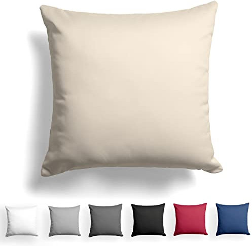 Alreya Mako Satin Kissenbezug 40 x 40 cm - 100% Baumwolle mit Reißverschluss, Superweicher Kopfkissenbezug, Kissenhülle, Oeko-TEX® Standard Zertifiziert, Beige, nur Kissenbezug