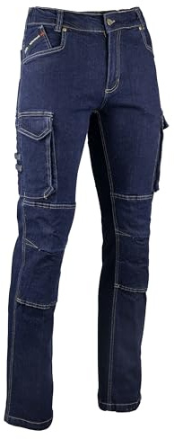 LMA WORKWEAR 1880 - Pantalon de Travail en Denim Stretch - 1624 Baril - Multipoches, Ultra-Résistant, Extensible - Idéal BTP, Artisanat - Bleu Denim - Taille 44