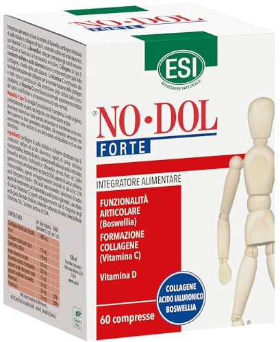 ESI - No-Dol Forte, Integratore Alimentare a Base di Collagene, Vitamina C e Acido Ialuronico, Azione Antiossidante, Contribuisce al Mantenimento della Cartilagine, Senza Glutine, 60 Compresse