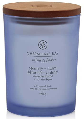 Chesapeake Bay Scented Candle | Serenity + Calm (Lavender Thyme) Medium Tumbler Aromatherapy Candle | Burn Time: Up to 57 Hours | Mind & Body Collection | Gifts for Women
